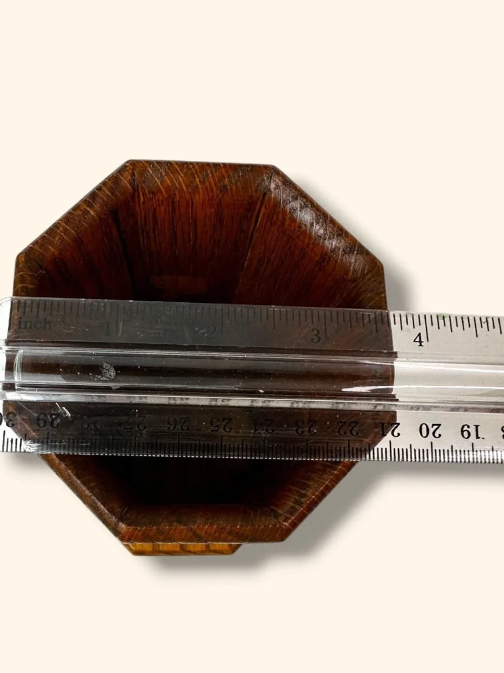 Handcrafted Octagonal Wooden Holder With Rich Grain Finish 6.5